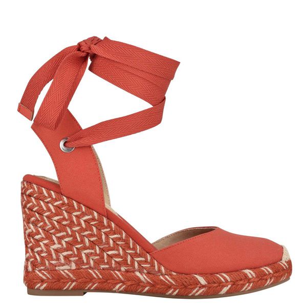 Nine West Friend Ankle Wrap Espadrille Red Wedge Sandals | South Africa 93X92-0Z48